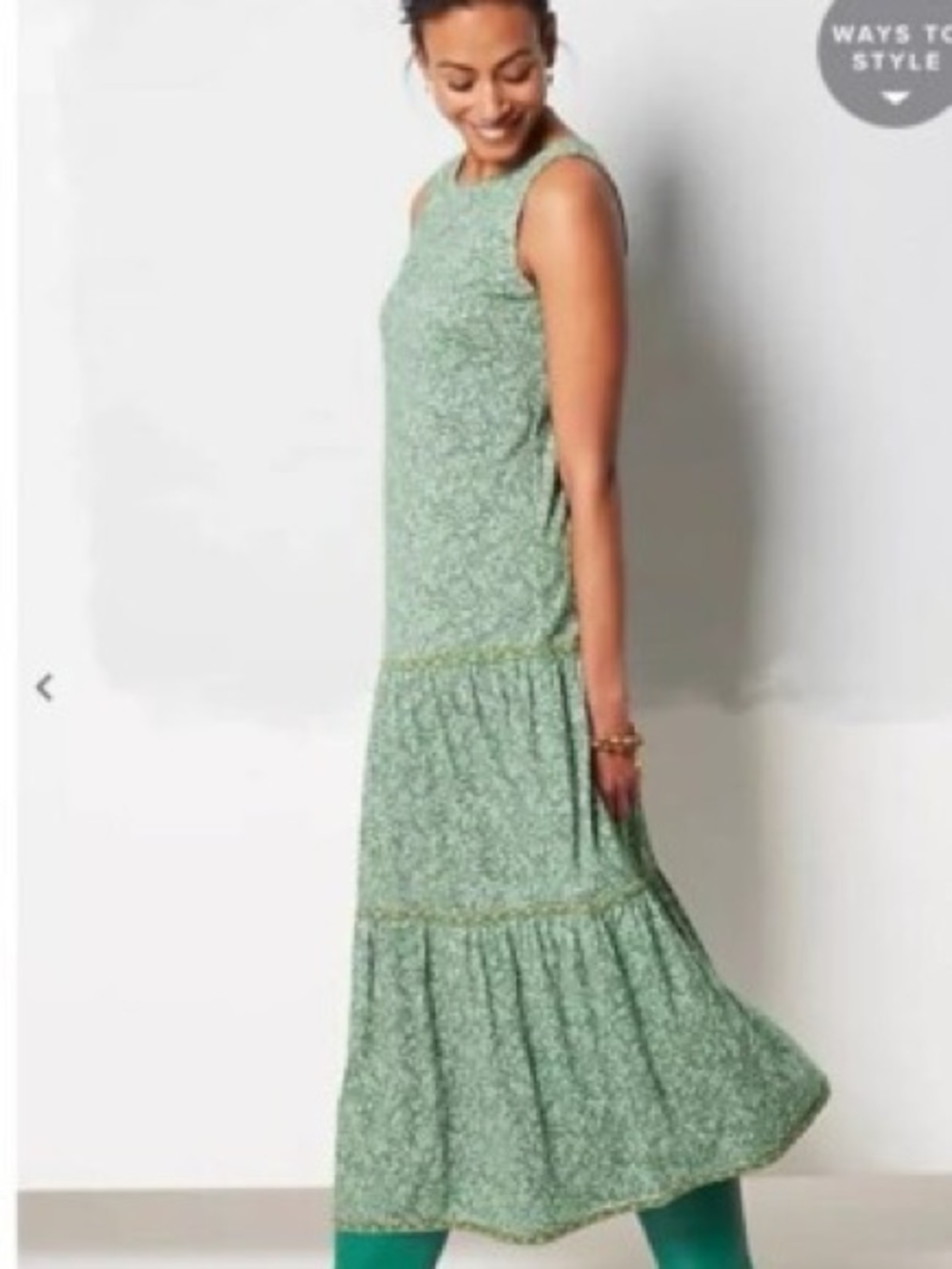J. Jill Green Speckled Sleeveless Tiered Maxi Dress - Picture 4 of 10